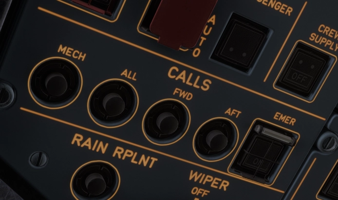 Calls panel in the cockpit